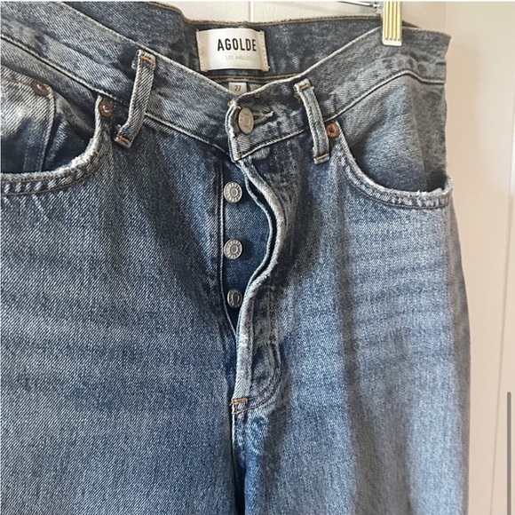 Agolde Lana Mid Rise Vintage Straight Jeans in Backdrop 27 - Picture 2 of 9